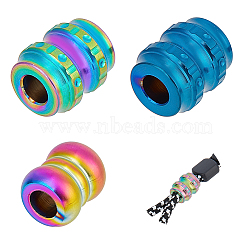 3Pcs 3 Style Outdoor EDC Tool Titanium Alloy Parachute Rope European Beads, Large Hole Beads, Column, Mixed Color, 12~14x10~12mm, Hole: 4.5~4.8mm, 1pc/style(FIND-NB0004-97A)