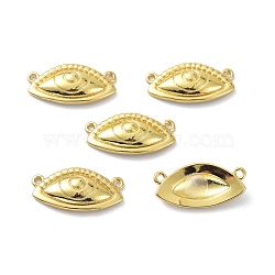 Eco-Friendly Brass Links Connectors, Long-Lasting Plated, Evil Eye, Real 18K Gold Plated, 11x22x4mm, Hole: 1.4mm(KK-B047-36G)