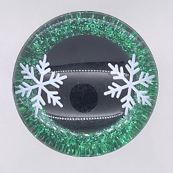 Snowflake Resin Craft Safety Eyes, with Glitter Powder Findings and Silicone Spacer, Doll Making Accessories, Half Round, Green, 17x16mm, 3pcs/set(DIY-WH0399-97D)