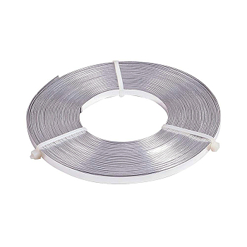 Aluminum Wire, Flat, Silver, 5mm, about 32.8 Feet(10m)/roll