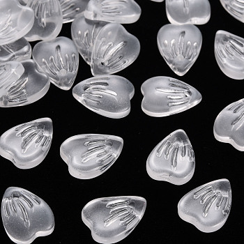 Imitation Jade Glass Charms, Petaline, Clear, 12x9x3mm, Hole: 1.2mm