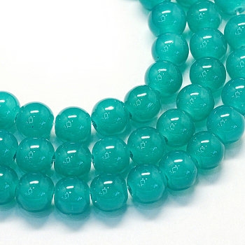 Baking Painted Imitation Jade Glass Round Bead Strands, Dark Cyan, 6.5mm, Hole: 1.5mm, about 145pcs/strand, 31.8 inch