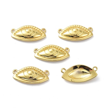 Eco-Friendly Brass Links Connectors, Long-Lasting Plated, Evil Eye, Real 18K Gold Plated, 11x22x4mm, Hole: 1.4mm