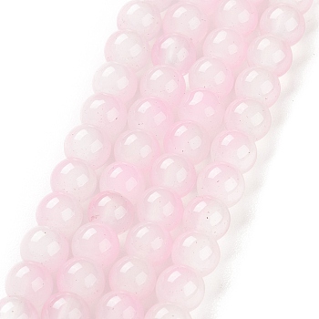 Baking Painted Glass Beads Strands, Imitation Opalite, Round, Pink, 6mm, Hole: 1.2mm, about 134pcs/strand, 30~30.01''(76.2~76.4cm)