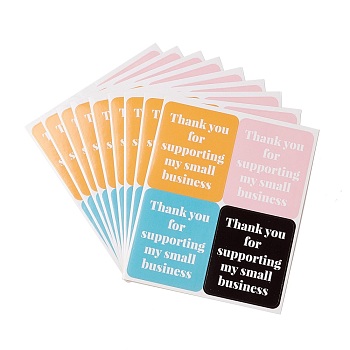 Thank You Sticker, Self Adhesive Stickers, Rectangle with Word Thank You for Supporting My Small Business, Mixed Color, 13x10.8x0.01cm, 25 sheets/bag