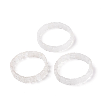 Natural Quartz Crystal Stretch Bracelets, Faceted, Rectangle, 2-3/8 inch(6cm)