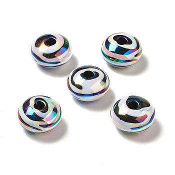 UV Plating Opaque Rainbow Iridescent Acrylic Beads, Rondelle, Clear AB, 24.5x14mm, Hole: 5.8mm