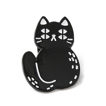 Sitting Cat Enamel Pins, Alloy Brooch for Backpack Clothes, Black, 26x19x1.5mm