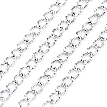 304 Stainless Steel Curb Chains, Twisted Chains, Soldered, Stainless Steel Color, 3.5x2.4x0.5mm