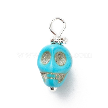 Silver Turquoise Skull Synthetic Turquoise Pendants