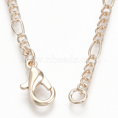 Brass Coated Iron Figaro Chain Necklace Making(MAK-T006-03RG)-3