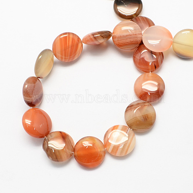 Flat Round Gemstone Natural Red Agate Stone Beads Strands(X-G-S110-03)-2