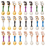 12Pcs 6 Styles Alloy Big Pendants, with Alloy Enamel Cat Pendants, Spoon, Mixed Color, 60mm, 6 Styles, 2Colors/ Styles, 12Pcs/Set(PALLOY-DR00004)