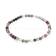 Natural Bloodstone Stretch Bracelets, with Brass Beads, Round, Golden, 2-1/8 inch(5.3cm)(BJEW-JB04556-04)