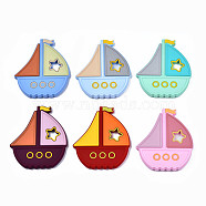 Food Grade Eco-Friendly Silicone Beads, Baby Chew Teething, Boat, Mixed Color, 90x78.5x8.5mm, Hole: 14x17mm(SIL-N002-15)