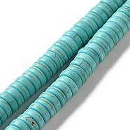 Synthetic Turquoise Dyed Beads Strands, Heishi Beads, Flat Round/Disc, Turquoise, 8x3mm, Hole: 1.2mm, about 131pcs/strand, 15.43''(39.2cm)(G-E594-20C)