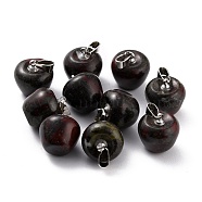 Natural Dragon Blood Pendants, with Platinum Brass Loops, Apple, 14~15x14x14mm, Hole: 6x3mm(G-Z022-01J)