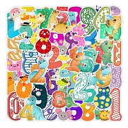 Waterproof PVC Adhesive Stickers, for Suitcase, Skateboard, Refrigerator, Helmet, Mobile Phone Shell, Number Pattern, 50~80mm, 48pcs/bag(STIC-PW0004-079)