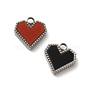 304 Stainless Steel Pendants, with Acrylic, Heart, Mixed Color, 12x11x3mm, Hole: 2mm(STAS-A076-06P)