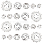 PandaHall Elite 50Pcs 5 Style 304 Stainless Steel Washers, Doll Making Supplies, Flat Round, Stainless Steel Color, 10~23x0.7~2mm, Hole: 1.5~7mm, 10pcs/style(DIY-PH0008-70)