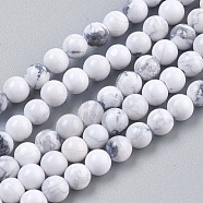 Natural Howlite Beads Strands, Round, White, 4mm, Hole: 0.5mm, about 41pcs/strand, 7.6 inch(X-TURQ-G091-4mm)