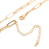 Brass Paperclip Chain Necklace Making, Nickel Free, Real 18K Gold Plated, 15.75 inch(40cm)(KK-S356-575-NF)