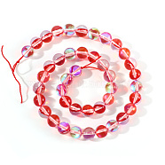 Synthetic Moonstone Beads Strands, Holographic Beads, Dyed, Round, Red, 8mm, Hole: 0.7mm, 48pcs/strand, 15 inch(G-S283-8mm-17A)