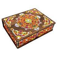 DIY Diamond Jewelry Box Kits, including Wooden Board, Resin Rhinestones, Diamond Sticky Pen, Tray Plate and Glue Clay, Colorful, Finished Product: 200x150x45mm(DIAM-PW0001-083C)
