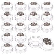 Round Transparent Plastics Display Boxes, with Antique Silver Tone Virgin Marry Alloy Slice Ornament, for Gemstone, Jewelry Storage, Clear, 3.5x2.05cm, Inner Diameter: 3.15cm(CON-WH0088-39)