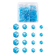 Electroplate Glass Beads Strands, AB Color Plated, Faceted, Cube, Light Sky Blue, 672pcs/Box(EGLA-TA0001-03E)