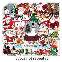 50Pcs Christmas PVC Self Adhesive Stickers, Waterproof Decals for Water Bottle, Helmet, Luggage, Mixed Shapes, 55~85mm(XMAS-PW0001-198)