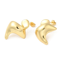 Rack Plating Brass Twist Stud Earrings for Women, Long-Lasting Plated, Cadmium Free & Lead Free, Real 18K Gold Plated, 29x21.5mm(EJEW-D068-03G)
