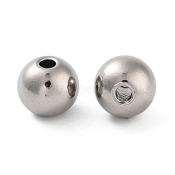 Titanium Beads, Round, Stainless Steel Color, 8x7mm, Hole: 2mm(STAS-R224-01A-P)