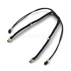 Braided Nylon Bracelet Making, with 304 Stainless Steel Open Jump Rings and Round Brass Beads, Golden, Black, Single Chain Length: about 6-1/8 inch(15.4cm)(X-AJEW-JB00721-05)