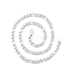 Men's 201 Stainless Steel Figaro Chains Necklace, Stainless Steel Color, 17.72 inch(45cm), Wide: 5mm(NJEW-N050-A08-5-45P)