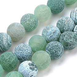 Natural Weathered Agate Beads Strands, Frosted, Dyed, Round, Dark Cyan, 6mm, Hole: 1mm, about 62pcs/strand, 15.7 inch(G-S259-05D-6mm)