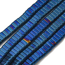 Electroplated Non-magnetic Synthetic Hematite Beads Strands, Rectangle, 2-Hole, Blue, 6x2x3mm, Hole: 1.2mm, about 198pcs/strand, 16.02 inch(40.7cm)(G-C106-B02-07A)