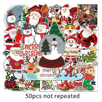 50Pcs Christmas PVC Self Adhesive Stickers, Waterproof Decals for Water Bottle, Helmet, Luggage, Mixed Shapes, 55~85mm