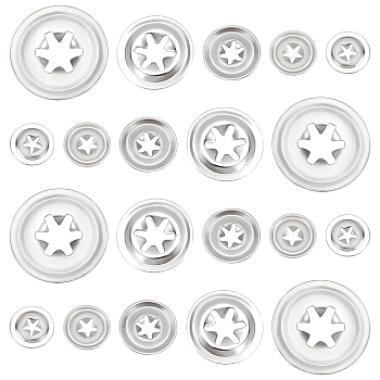 PandaHall Elite 50Pcs 5 Style 304 Stainless Steel Washers, Doll Making Supplies, Flat Round, Stainless Steel Color, 10~23x0.7~2mm, Hole: 1.5~7mm, 10pcs/style