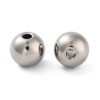 Titanium Beads, Round, Stainless Steel Color, 8x7mm, Hole: 2mm