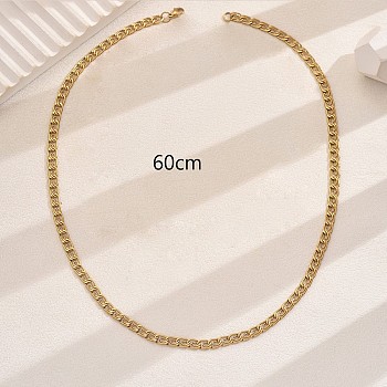 Stainless Steel Lumachina Chain Necklaces for Women Street Party, Golden, 23.62 inch(60cm)