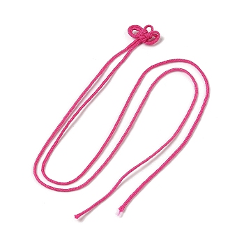 Nylon Lucky Knot Cord Amulet Yuki Pendant Decorations,  for Lucky Charm Knot, Camellia, 392~400mm