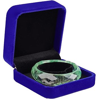 Square Velvet Bracelet Box. Bracelet Gift Storage Case, Blue, 9x9x3.9cm, Inner Diameter: 5cm