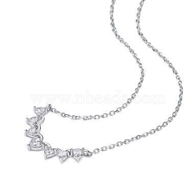 TINYSAND 925 Sterling Silver Cubic Zirconia Princess Crown Shaped Necklaces(TS-N313-S)-3