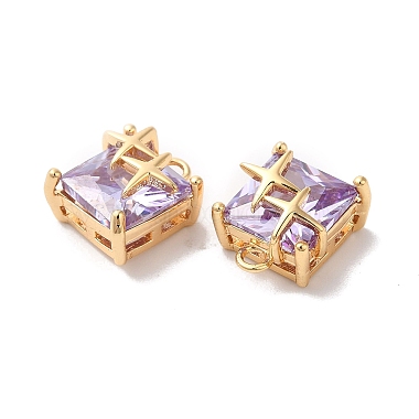 Brass with Medium Purple Glass Pendants(KK-G465-43G)-2