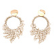 Flat Round Brass Glass Bead Dangle Stud Earrings(FS-WG04037-04)-1