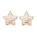 304 Stainless Steel & Enamel Pendants, Star Charms, Golden, White, 27x25.5x3mm, Hole: 1.4mm(STAS-T073-60A-G)