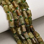 Natural Green Garnet Beads Strands, Column, Faceted, 7.5~11x6~7x7~8mm, Hole: 1mm, about 31~33pcs/strand, 16.54~17.28 inch(42~43.9cm)(GG-CBAA9B4-I01)