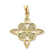 304 Stainless Steel Pendants, Witches Knot Wiccan Symbol, Golden, 33.5x30x2mm, Hole: 6x3.5mm(STAS-D015-02A-G)