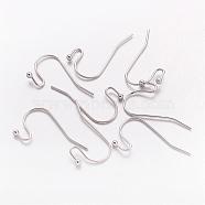 Platinum Color Brass Hook Ear Wire, Lead Free & Cadmium Free & Nickel Free, about 11mm wide, 22mm long, 0.75mm thick(X-J0JQN062)